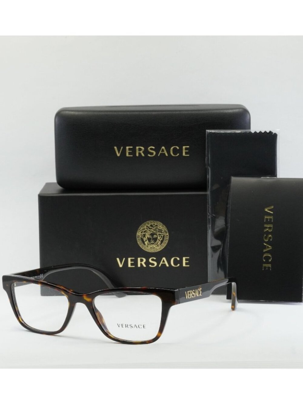 Versace VE3316 108 Rectangle Eyeglasses 53mm – Dark Havana